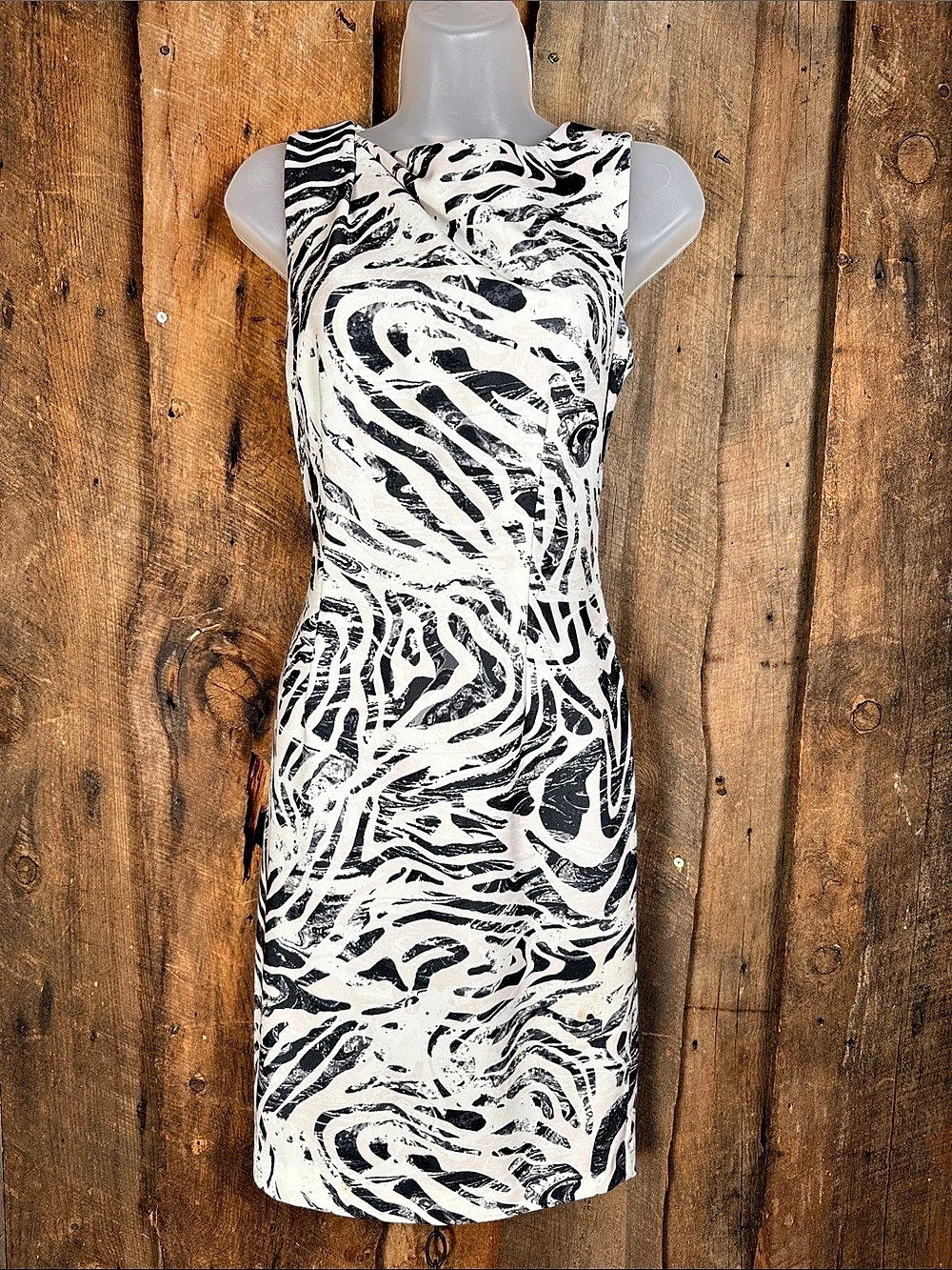 Women's Animal Print Mini Dress in White & Black Like New